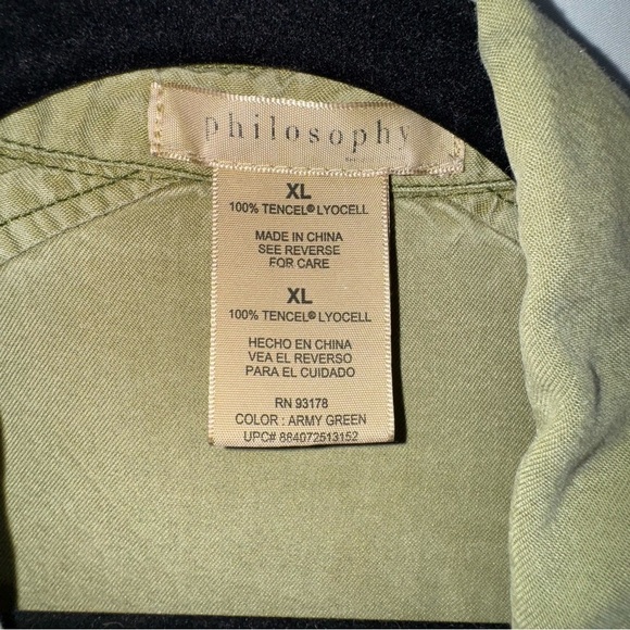 Women's Philosophy Green Button Front Long Sleeve Dress - Picture 7 of 8